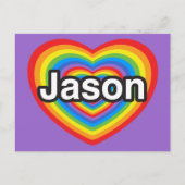 Carte Postale J'aime Jason. Je t'aime Jason. Cœur (Devant)