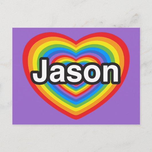 Carte Postale J'aime Jason. Je t'aime Jason. Cœur (Devant)