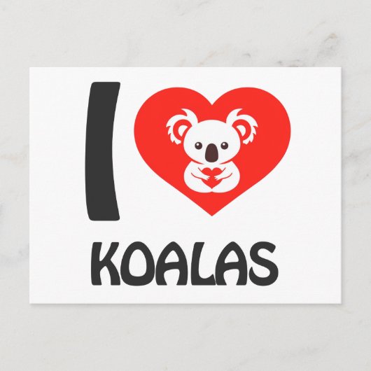 Carte Postale J'aime Koalas (Devant)