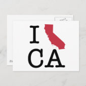 Carte Postale J'aime la Californie (Devant / Derrière)