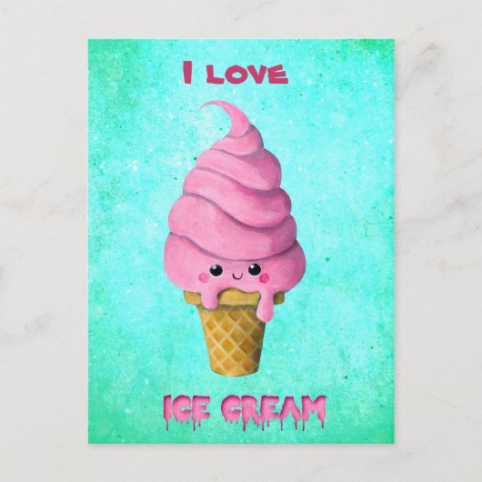 Carte Postale J'aime la crème glacée (Devant)
