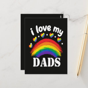 Carte Postale J'aime la fierté arc-en-ciel de mes papas