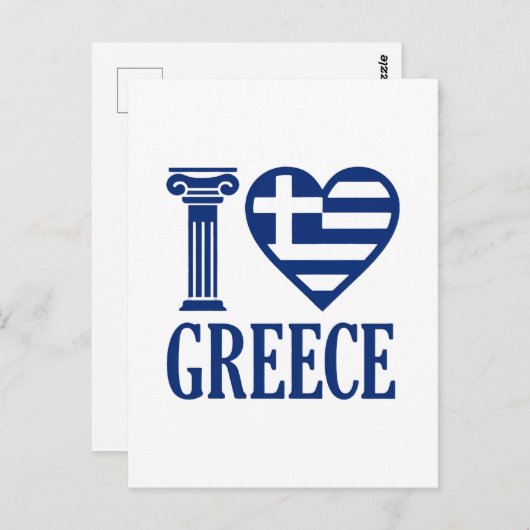 Carte Postale J'aime la Grèce (Devant / Derrière)