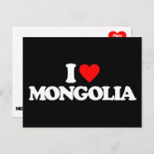 CARTE POSTALE J'AIME LA MONGOLIE (Devant / Derrière)