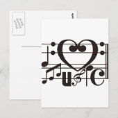 CARTE POSTALE J'AIME LA MUSIQUE (Devant / Derrière)