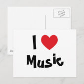 Carte Postale J'aime la musique (Devant / Derrière)