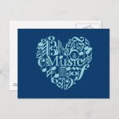 Carte postale J'aime la musique (Devant / Derrière)