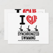 Carte Postale J'aime la natation synchronisée (Devant / Derrière)