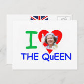 Carte Postale J'aime la Reine - Reine Elizabeth II (Devant / Derrière)