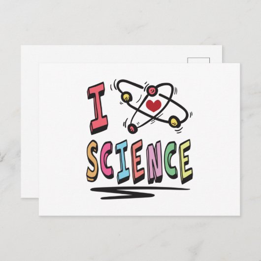 Carte Postale J'aime la science (Devant / Derrière)