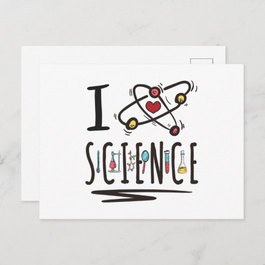 Carte Postale J'aime la science (Devant / Derrière)