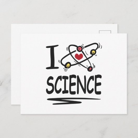 Carte Postale J'aime la science (Devant / Derrière)