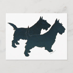 Carte Postale J'aime la silhouette de mes Scotties
