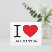 CARTE POSTALE J'AIME LE BADMINTON (Debout devant)