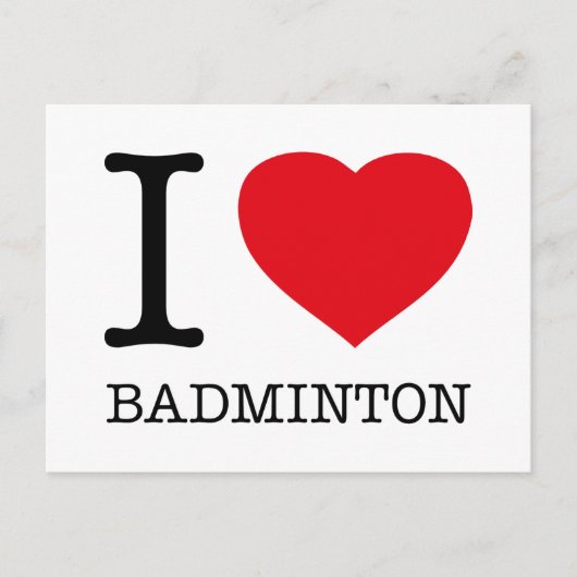 CARTE POSTALE J'AIME LE BADMINTON (Devant)