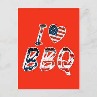 Carte Postale J'aime le barbecue, patriotique américain