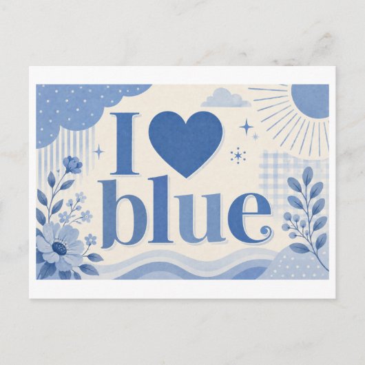 Carte Postale "J'aime le bleu" (Devant)