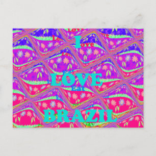 Carte Postale J'aime le Brésil : Belles couleurs traditionnelles