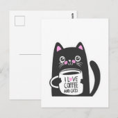 Carte Postale J'aime le café et les chats - Choisir la couleur a (Devant / Derrière)