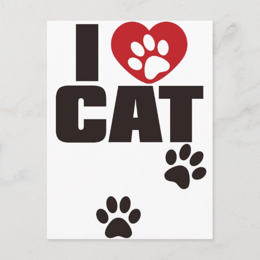 CARTE POSTALE J'AIME LE CHAT (Devant)