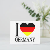 Carte Postale J'aime le coeur allemand de drapeau de l'Allemagne (Debout devant)