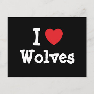 Carte Postale J'aime le coeur Wolves personnalisé