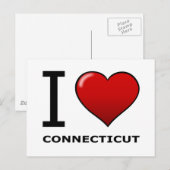 CARTE POSTALE J'AIME LE CONNECTICUT (Devant / Derrière)