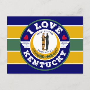 Carte Postale J'aime le drapeau de l'Etat du Kentucky Motif rétr