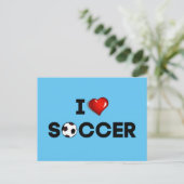 Carte Postale J'aime le football, texte noir avec cœur rouge (Debout devant)