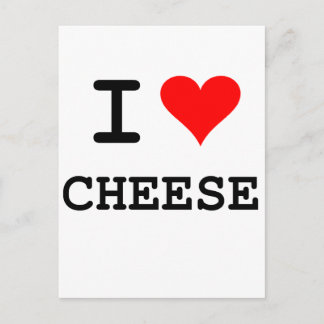 Carte Postale J'aime le fromage (le lettrage noir)