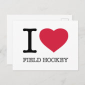 CARTE POSTALE J'AIME LE HOCKEY SUR LE TERRAIN (Devant / Derrière)
