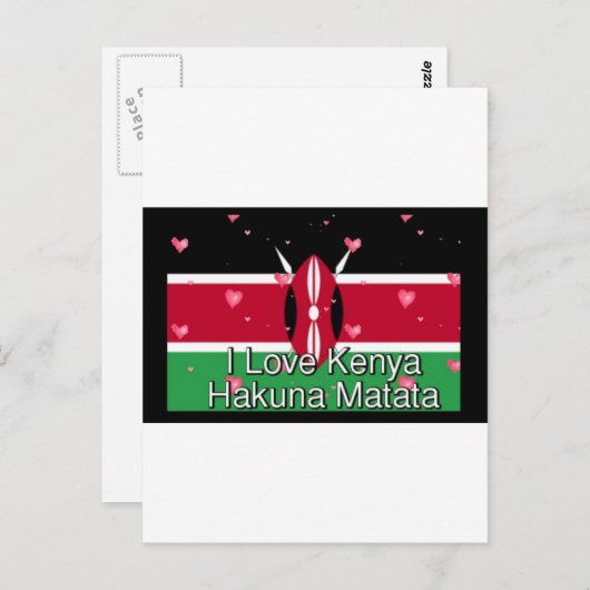 Carte Postale J'aime le Kenya et impression d'art "Hakuna Matata (Devant / Derrière)
