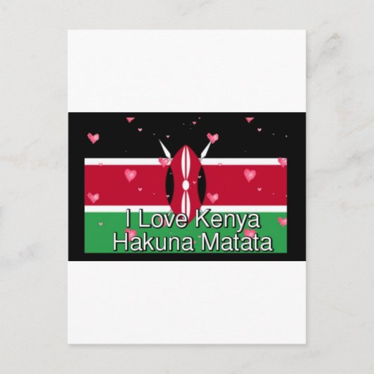 Carte Postale J'aime le Kenya et impression d'art "Hakuna Matata (Devant)