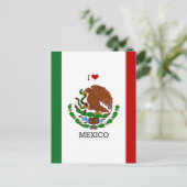 Carte Postale j'aime le mexique - drapeau mexicain, (Debout devant)