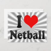Carte Postale J'aime le Netball (Devant / Derrière)