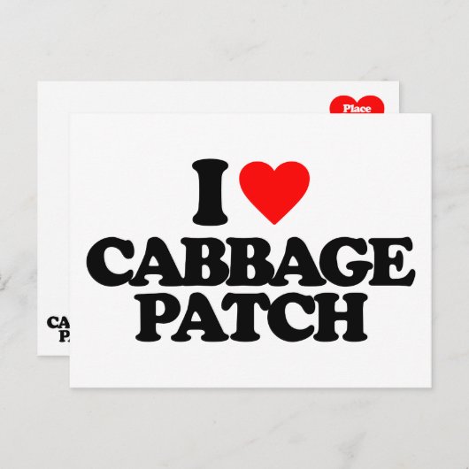 CARTE POSTALE J'AIME LE PATCH CABBAGE (Devant / Derrière)