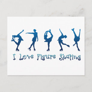 Carte Postale J'aime le patinage artistique - bleu