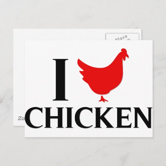 Carte Postale J'aime le poulet (Devant / Derrière)
