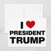 Carte Postale J'aime le président Trump cœur (Devant / Derrière)