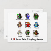 Carte Postale J'aime le rôle jouant des jeux (Devant / Derrière)