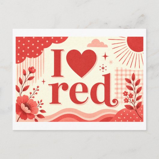 Carte Postale "J'aime le rouge" (Devant)