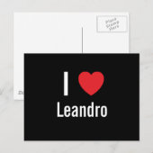 Carte Postale J'aime Leandro (Devant / Derrière)