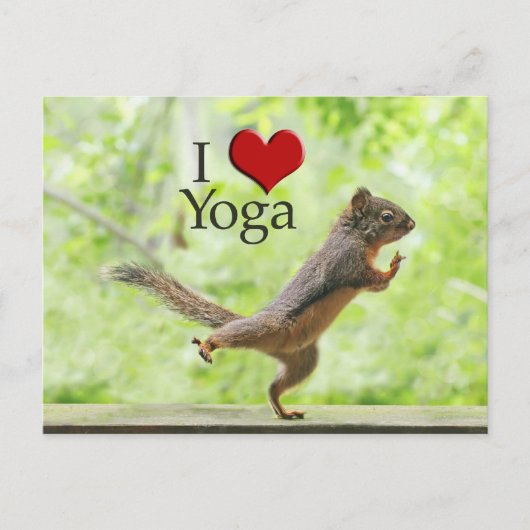 Carte Postale J'Aime L'écureuil de Yoga (Devant)