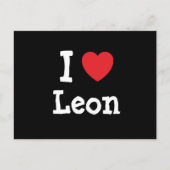 Carte Postale J'aime Leon coeur T-shirt (Devant)