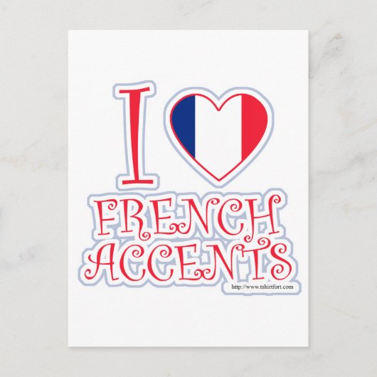 Carte Postale J'aime les accents français (Devant)