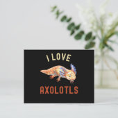 Carte Postale J'Aime Les Axolotls, Mignons Axolotl Drôle (Debout devant)