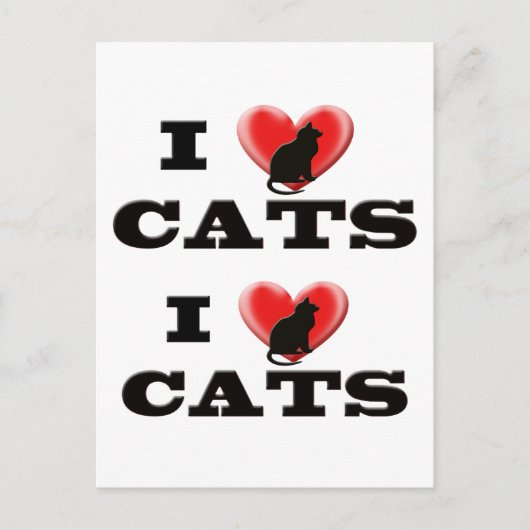Carte Postale J'aime les chats (Devant)