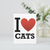 Carte Postale J'aime les chats (Debout devant)