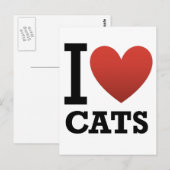 Carte Postale J'aime les chats (Devant / Derrière)
