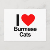 Carte Postale j'aime les chats birmans (Devant)